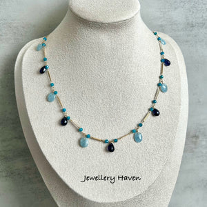 Aquamarine and iolite necklace