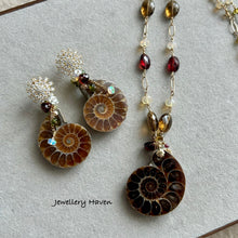 Load image into Gallery viewer, Ammonite, garnet, Ethiopian opal and tourmaline necklace