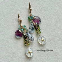 Load image into Gallery viewer, Starfish white moonstone earrings