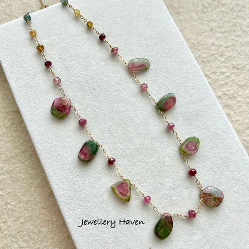 Watermelon tourmaline necklace