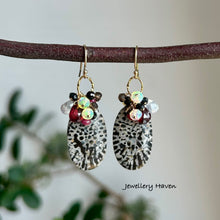 Load image into Gallery viewer, Black fossil coral earrings