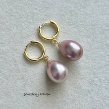 Load image into Gallery viewer, Lilac purple Edison pearl hoop earrings