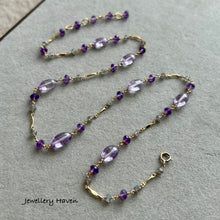 Load image into Gallery viewer, Pink amethyst, amethyst and labradorite necklace
