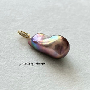 Aurora metallic iridescent baroque pearl pendant
