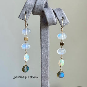 Rainbow moonstone earrings #3