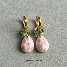 Carica l&#39;immagine nel visualizzatore di Gallery, Pink natrolite hoop earrings