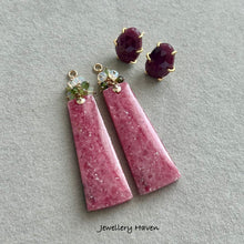 Load image into Gallery viewer, Rhodonite and Ruby stud earrings (detachable dangle)