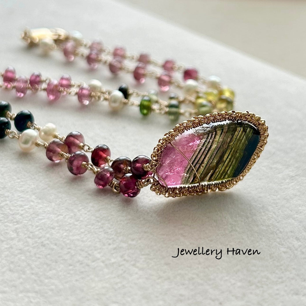 Watermelon tourmaline necklace