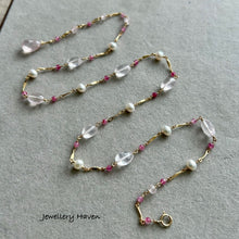 Load image into Gallery viewer, Rose Quartz, pink tourmaline and pearl necklace
