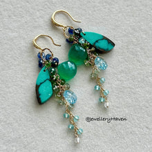 画像をギャラリービューアに読み込む, Turquoise gems cluster earrings