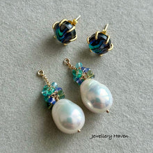 Load image into Gallery viewer, Edison pearl and abalone shell stud earrings (detachable dangle)