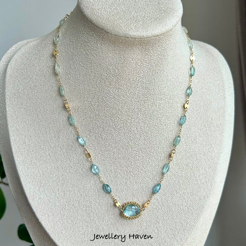 Blue topaz and aquamarine necklace