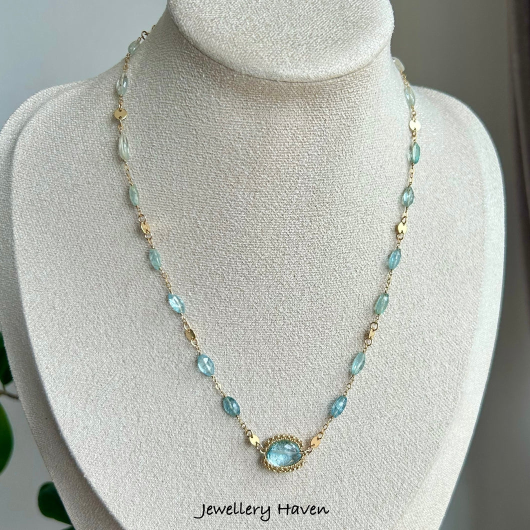 Blue topaz and aquamarine necklace