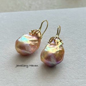 Metallic iridescent baroque pearl earrings #3