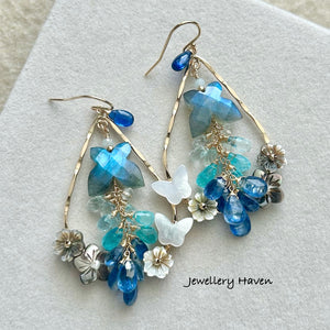 Labradorite butterfly chandelier earrings