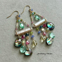 Load image into Gallery viewer, Abalone shell chandelier earrings