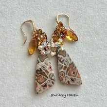 Load image into Gallery viewer, Druzy palm root agate earrings