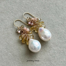 Charger l'image dans la galerie, Edison pearl, pink opal, champagne zircon earrings