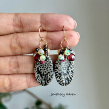 Load image into Gallery viewer, Black fossil coral earrings