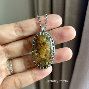 Star golden rutilated quartz pendant necklace