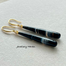 Load image into Gallery viewer, Banded black agate earrings