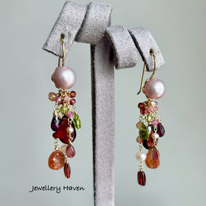 Summer blooms detachable pearl hook earrings