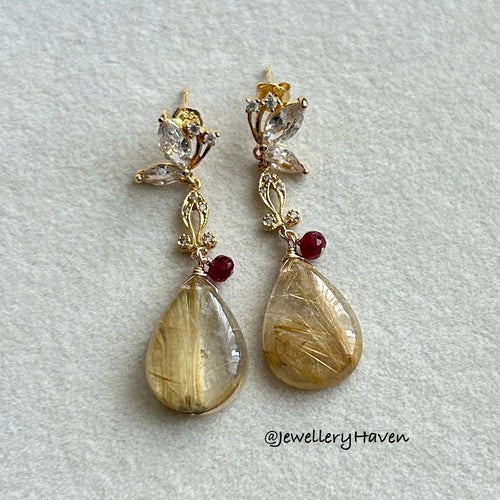 Golden rutilated quartz earrings