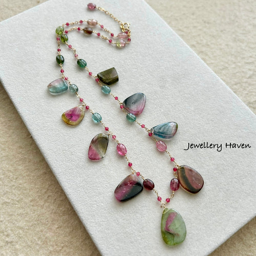 Watermelon tourmaline necklace