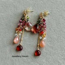 Load image into Gallery viewer, Red Schiller Oregon sunstone earrings