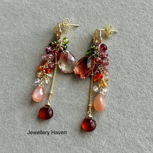 Red Schiller Oregon sunstone earrings