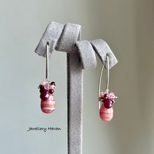 Load image into Gallery viewer, Rhodochrosite, ruby earrings (925 silver)