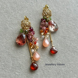 Red Schiller Oregon sunstone earrings