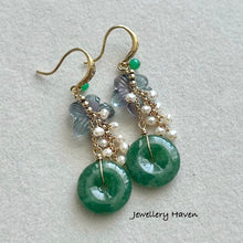Carica l&#39;immagine nel visualizzatore di Gallery, RESERVED for A ... Fluorite flower and type A jadeite earrings