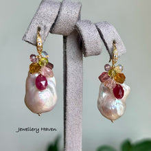 Load image into Gallery viewer, Ruby, baroque pearl earrings