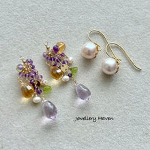 Cargar imagen en el visor de la galería, Summer wisteria detachable pearl gemstone earrings