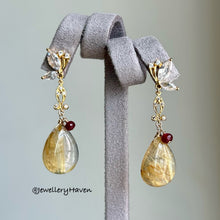 画像をギャラリービューアに読み込む, Golden rutilated quartz earrings
