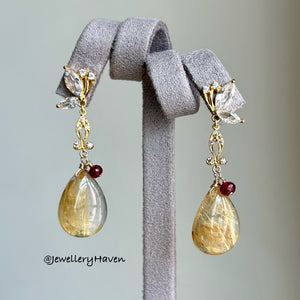 Golden rutilated quartz earrings