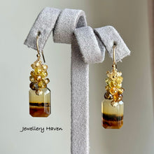 Load image into Gallery viewer, Montana agate with tourmaline cluster earrings