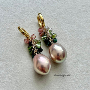 Tourmaline and Edison pearl earrings
