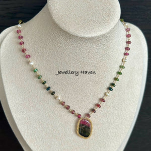 Watermelon tourmaline necklace