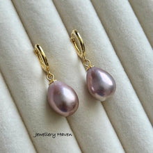 Load image into Gallery viewer, Lilac purple Edison pearl hoop earrings