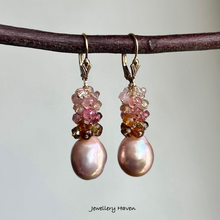 Load image into Gallery viewer, Edison pearl and tourmaline earrings