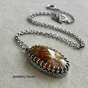 Star golden rutilated quartz pendant necklace