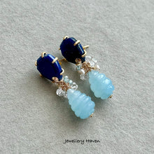 Load image into Gallery viewer, Lapis lazuli and aquamarine earrings