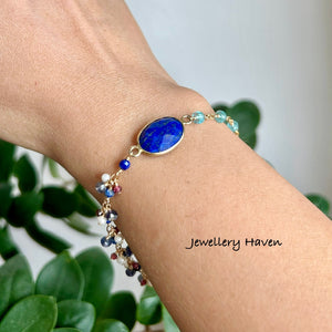 Lapis lazuli and apatite bracelet