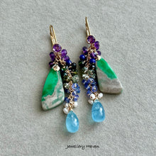 Charger l'image dans la galerie, Variscite, aquamarine, amethyst, tourmaline earrings