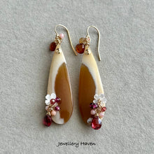 Load image into Gallery viewer, Opal petrified wood earrings