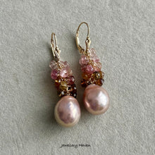 Load image into Gallery viewer, Edison pearl and tourmaline earrings