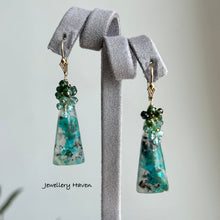 Charger l'image dans la galerie, Chrysocolla and copper in chalcedony earrings