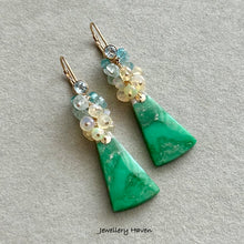 Laden Sie das Bild in den Galerie-Viewer, Variscite, aquamarine, Ethiopian opal earrings